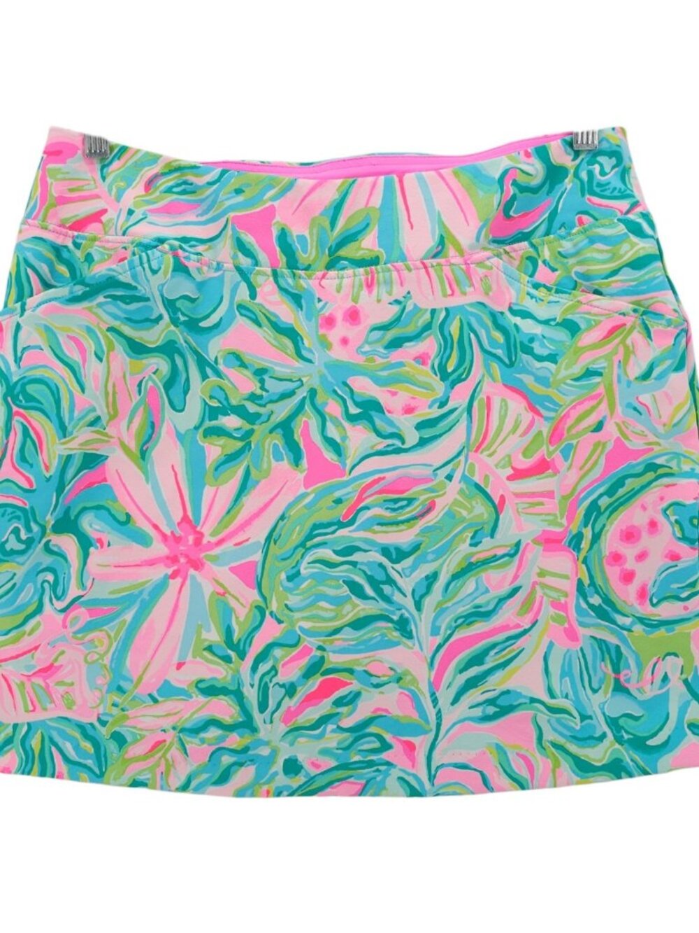 LILLY PULITZER Luxletic Monica Skort Green Pink Stretch Lined Size 10